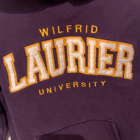 Fantastic Vintage Royal Purple Gold Wilfred Laurier University Hoodie Hot Line S - Picture 2 of 5